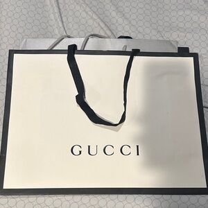 Gucci Cream Shopping Bag with Black Trim